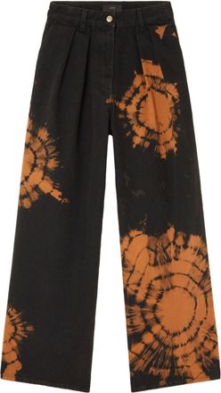 Alanui abstract-pattern wide leg jeans - women - Cotton - 27 - Black