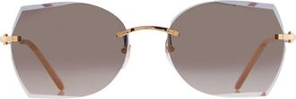 Cartier C Decor Bronze Irregular Ladies Sunglasses CT0004RS 001 60