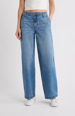 Hidden Jeans Low Rise Baggy Wide Leg Jeans in Med.wash at Nordstrom, Size 27