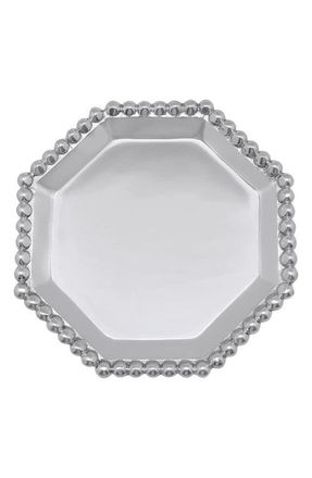 Mariposa Pearled Octagonal Canap&eacute; Plate in Silver at Nordstrom