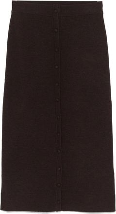 Victoria Beckham Brown Button-Detail Midi Skirt