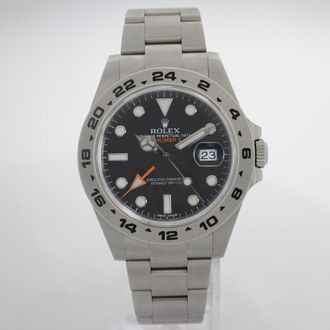 Rolex Pre-owned Rolex Explorer II GMT Automatic Chronometer Black Dial Mens Watch 216570 BKSO