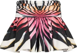 Roberto Cavalli Ray Of Paradise Print Mini Rok - Dames - Korte rokken - Veelkleurig - XL - Katoen - Rokken