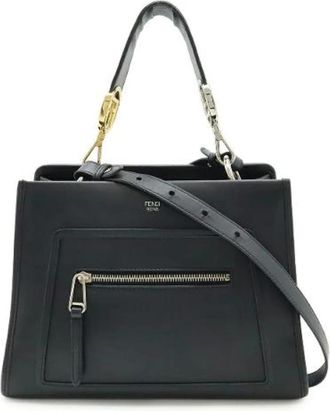 Fendi Pre-owned Runaway Small Leather Shoulder Bag 2Way - Dames - Vintage Handtas - Zwart - ONE Size - Leer - Vintage