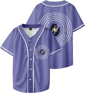 Generic KATSEYE 2025 Beautiful Chaos Tour Merch T-Shirt - Unisex Short Sleeve Baseball Jacket Style Fan Support Concert Apparel Top (S,Light Purple)