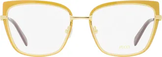 Emilio Pucci EP5219 Oversized Rectangular Metal Eyeglasses - Gold