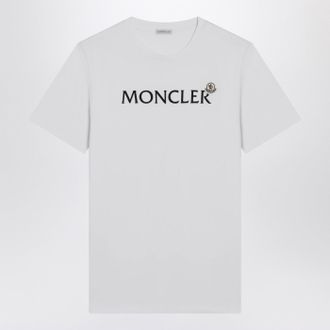 Moncler Weißes T-Shirt mit Rundhalsausschnitt und Logo-Print