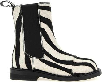 Moschino Zebra pony ankle boots