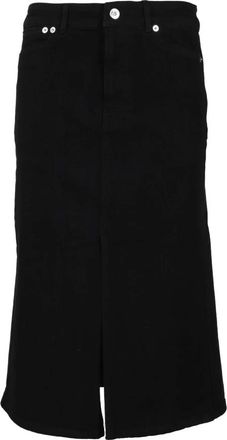Proenza Schouler Stijlvolle Denim Midi Rok - Dames - Spijkerrokken - Zwart - XS - Denim - Rokken