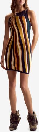 Desigual Sleeveless Stripe Knit Minidress in Orange at Nordstrom, Size X-Large