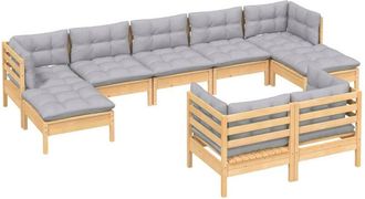 vidaXL Juego De Muebles De Jard&iacute;n 9 Pzas Y Cojines Madera Maciza Pino Vidaxl