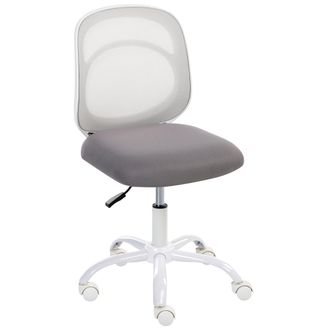 Beliani Silla Giratoria De Escritorio Elegante Tapizado De Tela Base De Hierro Oficina En Casa Habitaci&oacute;n Infantil Altura Ajustable Sin Reposabrazos Gris Blis