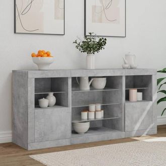 Berkfield Home Sideboard with LED Lights Concrete Grey 142.5x37x67 cm