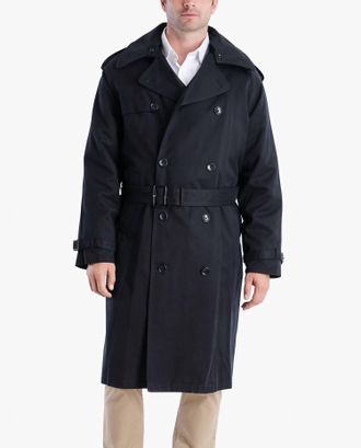 London Fog Classic Double Breasted Trench Coat In Black
