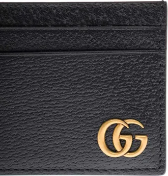 Gucci Mens Card Holder Black Leather Calfskin Accessory