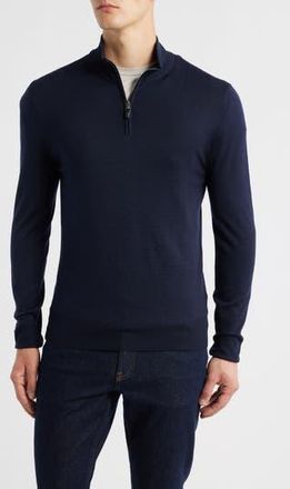 Canali Quarter Zip Wool Blend Sweater in Navy at Nordstrom Rack, Size 46 Us / 58 Eu Regular