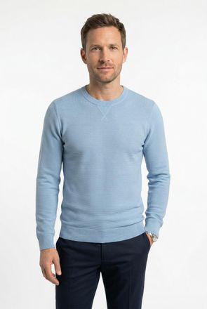 Olymp Rundhalspullover OLYMP OLYMP Strick Casual, Herren, Gr. 4XL, blau (hellblau), Obermaterial: 100% Baumwolle, schmal, Rundhals, Pullover Rundhalspullove
