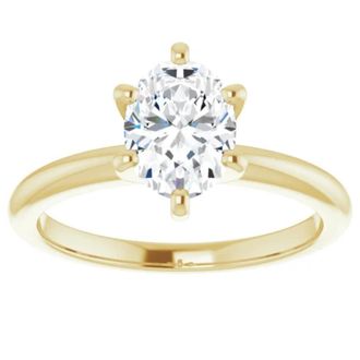 Pompeii3 1 Ct Oval Solitaire Diamond Engagement Ring Lab Grown 14k White or Yellow Gold