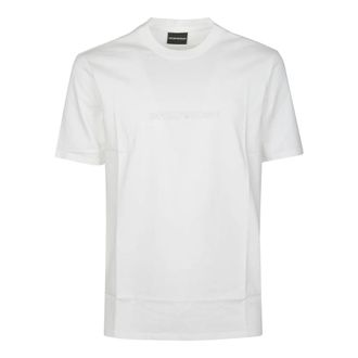 Emporio Armani Pima-jersey T-shirt met logoprint - Heren - T-shirts - Wit - 2XL - Katoen - Tops