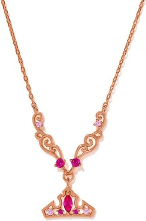 Girls Crew Disney Aurora Crown Pendant Necklace in Rose Gold at Nordstrom