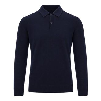Ballantyne Polo de Lana de Gaugue Fino - Tops - Hombre - Azul - 2XL