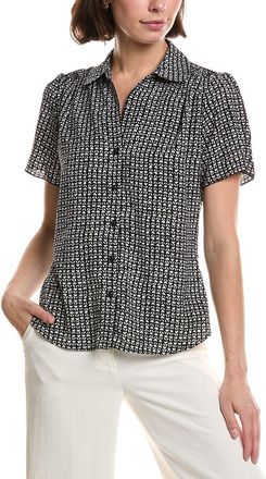 T Tahari Printed Button Down Woven Shirt
