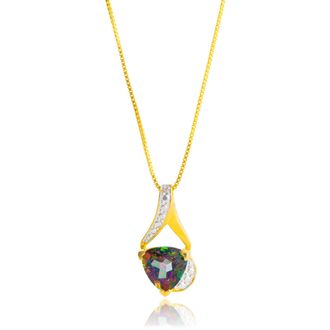 MAX + STONE 14k Yellow Gold Plated 8mm Cushion Cut Birthstone Solitaire Pendant Necklace
