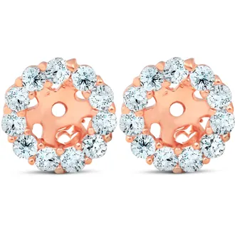 Pompeii3 3/8ct Halo Diamond Earring Jackets 14K Rose Gold (4mm)