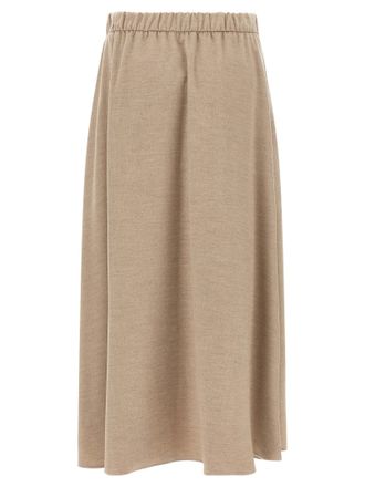 Herno A-Line Cashmere-Blend Skirt - Beige