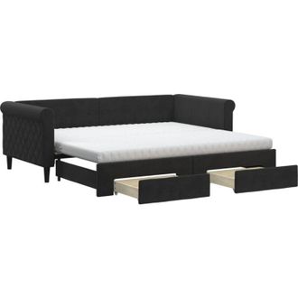 vidaXL Vidaxl - Sof&aacute; Cama Nido Con Cajones Terciopelo Negro 90x190 Cm