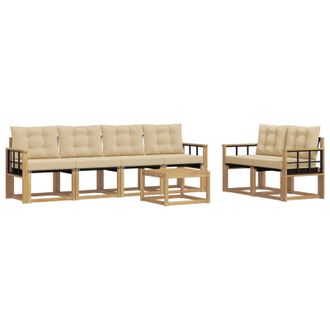 vidaXL Conjunto De Sof&aacute;s De Exterior Con Coj&iacute;n 7 Pcs Y Beige Vidaxl