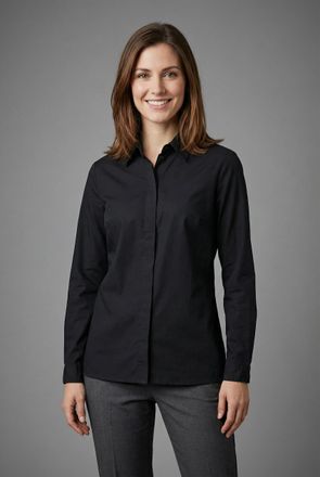 Bonprix Langarmbluse BONPRIX Long-Stretch-Bluse, Damen, Gr. 36, schwarz, Obermaterial: 72% Baumwolle, 26% Polyamid, 2% Elasthan, festlich, loose fit, Blusen L