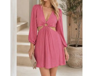Lumiere Ring Accent Mini Dress In Rose