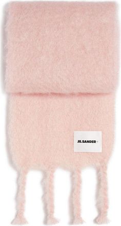 Jil Sander Fluffy Mohair Blend Scarf With Twisted Fringes
