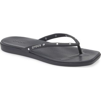 Crocs Miami Studded Flip Flop in Black at Nordstrom, Size 10