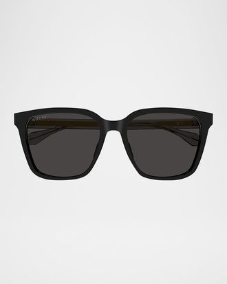 Gucci Men & apos;s Temple-Logo Square Sunglasses