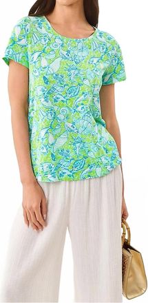 Lilly Pulitzer Etta Scoopneck Top In Day Dream Blue Throw Me A Line