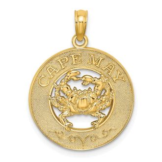Diamond2Deal 14k Yellow Gold CAPE MAY with Crab Charm Pendant