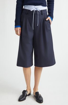 Monse Double Waistband Stretch Wool Culotte Pants in Dark Sapphire at Nordstrom, Size 10