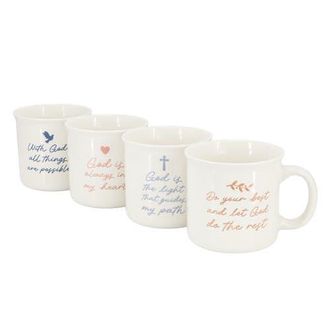 Gibson Home Daily Wisdom 4 Piece Assorted 21 Ounce Stoneware Mug Set in White at Nordstrom