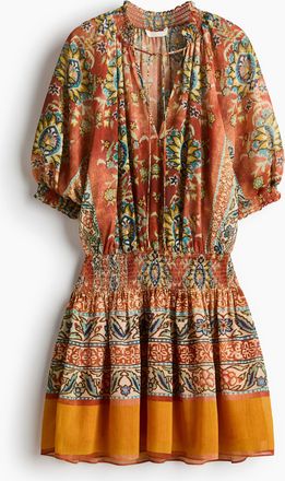 H&M Oversized Tunikakleid - Gebranntes Orange/Gemustert