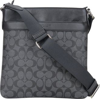 Coach Black Gray Signature Line Shoulder Bag (Pre-Owned)