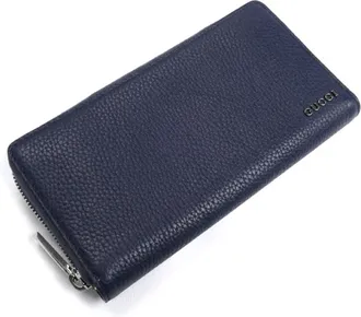 Gucci Navy Leather Long Wallet (Bi-Fold) (Pre-Owned)