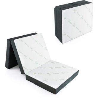Costway Costway - Colch&oacute;n Plegable 10cm En 3 Secciones, 190x80cm, Cubierta De Fibra De Bamb&uacute; Y Tela Transpirable Con Asa, Colchon Plegable Viscoelastico, Invo