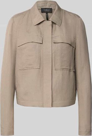 s.Oliver Black Label Regular Fit Blouson aus Viskose-Leinen-Mix in Taupe, Größe 44