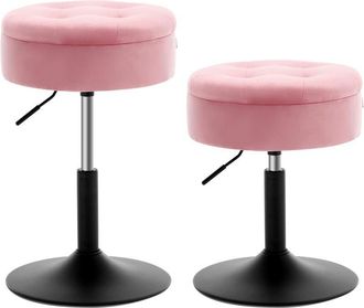 Woltu 1x Height Adjustable 360&deg;Rotatable Padded Swivel Comfortable Upholstered Seating with Storage, Light Grey