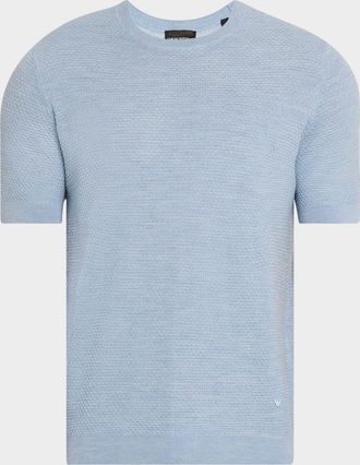 Emporio Armani Mens Textured Wool Short-Sleeve Crewneck Sweater