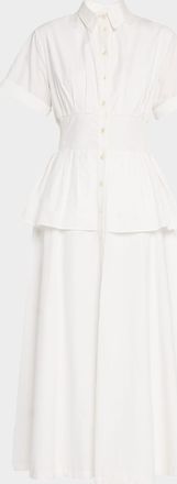 Rosie Assoulin Boogie Woogie Bugle Boy Peplum Midi Shirtdress