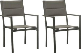 vidaXL Vidaxl - Sillas De Jard&iacute;n 2 Unidades Acero Y Textilene Gris Y Antracita