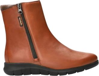 Mephisto Comfortabele Leren Enkellaars - Dames - Enkellaarsjes - Bruin - 37 1/2 EU - Leer - Schoenen